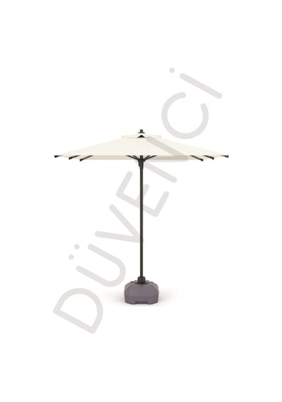 Alubrella Krem Güneş Şemsiyesi Kare, 210/210 8 Telli, Su Geçirmez Kumaş, Bidonlu Bej