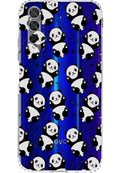 Huawei Honor 20 Kamera Korumalı Kapak Panda Tasarımlı Şeffaf Kılıf Şeffaf