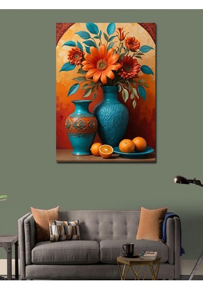 Kanvas Tablo Vazo Ve Çiçek Stili 50cmx70cm