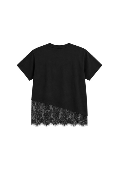 Vadon 1005 Kadın Pamuklu Regular Fit Bisiklet Yaka Asimetrik Kesim Dantel Detaylı Yumuşak Dokulu T-shirt Siyah Vadon 1005 Kadın Pamuklu Regular Fit Bisiklet Yaka Asimetrik Kesim Dantel Detaylı Yumuşak Dokulu T-shirt Siyah