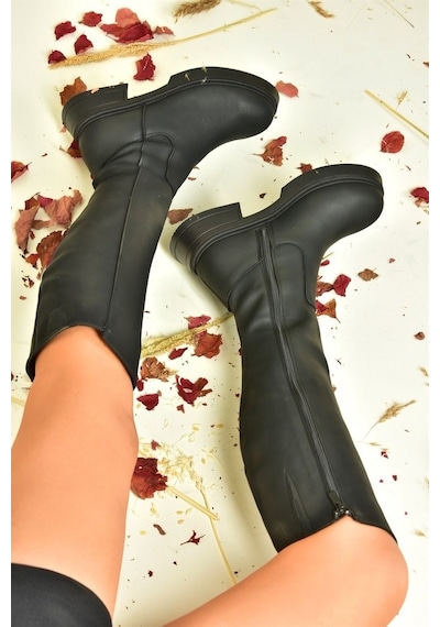 Fox Shoes Siyah Alçak Topuklu Günlük Kadın Çizme N674265109