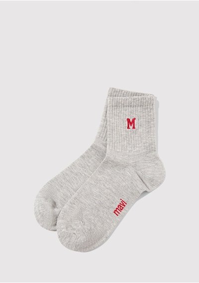 Mavi - M Nakışlı Gri Soket Çorap 1913541-24386 Gri