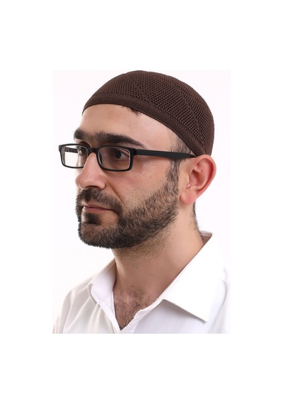 Dantel Pamuklu Triko Makine Örme Takke Kahve