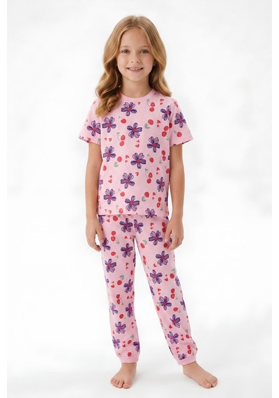 Modanino Kız Çocuk %100 Pamuk Pijama Takımı 8-13 Yaş 12698ıs Pembe