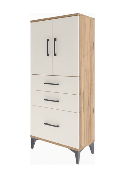 Arges Dolap 2 Raflı 3 Çekmeceli 2 Kapaklı 60x30x134 Çam-aytaşı Çam