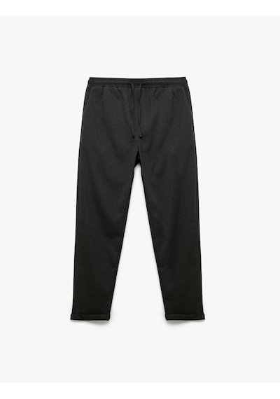 Koton Beli Bağcıklı Katlamalı Paça Cep Detaylı Slim Fit Pantolon Gri 6wam40038hw Gri