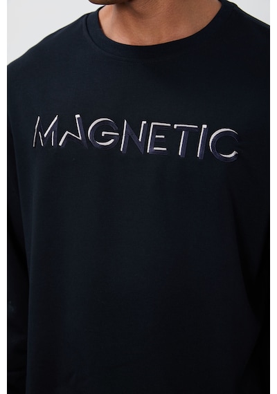 Tommy Life Lacivert Yazı Nakışlı O Yaka Rahat Form İçi Polarlı Erkek Sweatshirt - 88020 Lacivert
