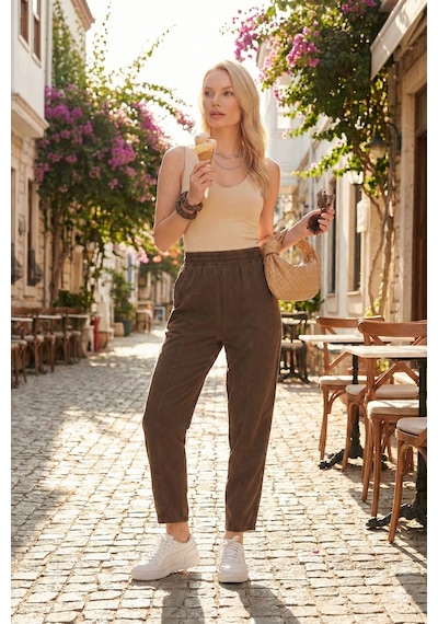 Lela Bayan Pantolon 668yp5456 Kahve Kahve