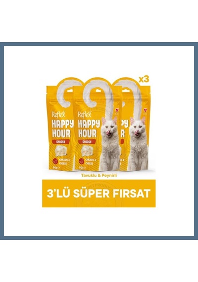 Buradabulabilirsin Reflex Happy Hour Choosy Seçici Kediler Ödül Maması 3lü Fırsat 3x60gr Bbz