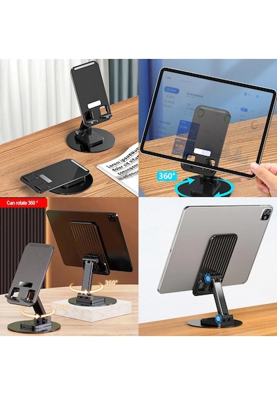 Ofis Masaüstü Telefon Tutucu Metal Tabanı 360 Derece Döndürülebil