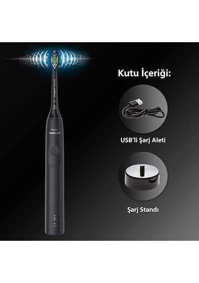 Philips Sonicare 4100 Serisi Sonic Şarjlı Diş Fırçası Siyah - HX3681/54 - Temizleme-Hassas Mod-14 Gün Pil Süresi