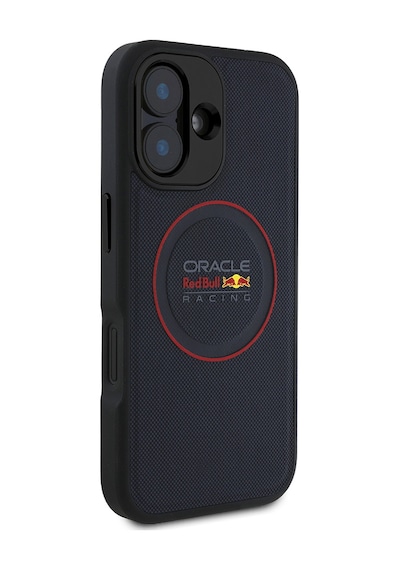 Apple Uyumlu iPhone 16 Plus Kılıf Redbull Lisanslı Magsafe Kırmızı Halka Ve Logolu Pu Deri Kapak Lacivert