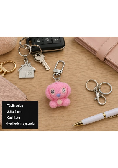 Pembe Peluş Charm Anahtarlık Sevimli Çanta Ve Anahtar Aksesuarı Hediye Seçeneği
