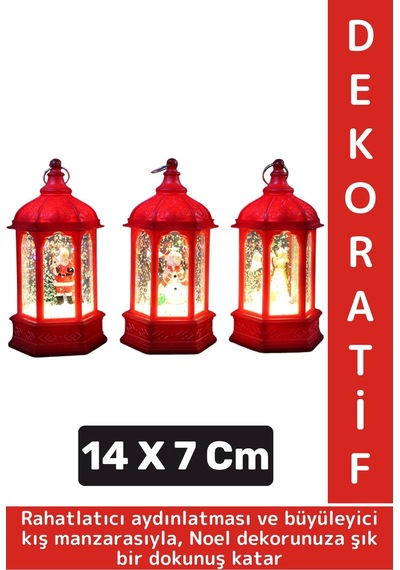 Dekoratif Hediyelik Masaüstü Ev Ofis Christmas Çok Şık Yılbaşı Noel Tema Işıklı Kar Küresi 14 X 7 Cm