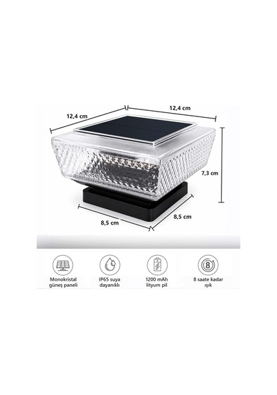 Solar Kolon Başı Ve Duvar Üstü Lambası, Şeffaf, 2 Adet, Gt-sl51