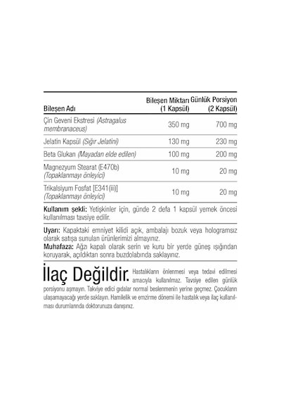 Canfeza Sezgin Astragalus Bitkisel Takviye Edici Gıda 60 Kapsül