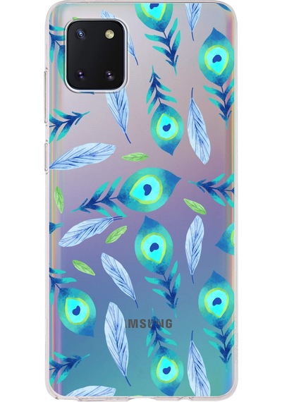 Samsung Galaxy Note 10 Lite İle Uyumlu 1mm Slim Fit Nazar Boncuğu 3 Baskılı Şeffaf Kılıf Şeffaf