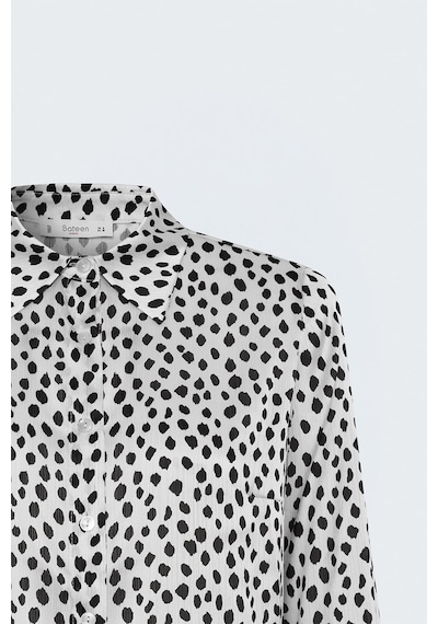 Sateen Desenli Gömlek - Ekru-siyah-138003 Çok Renkli