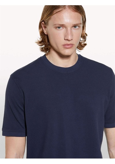 %100 Pamuk Bisiklet Yaka Regular Fit T-shirt Erkek Lacivert T-shirt - 325p3089s104j