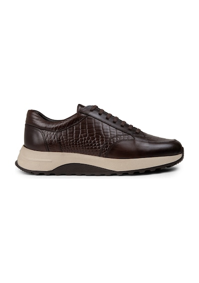 Deery Hakiki Deri Kahverengi Erkek Sneaker Ayakkabı - 01984Mkhve01 Kahverengi