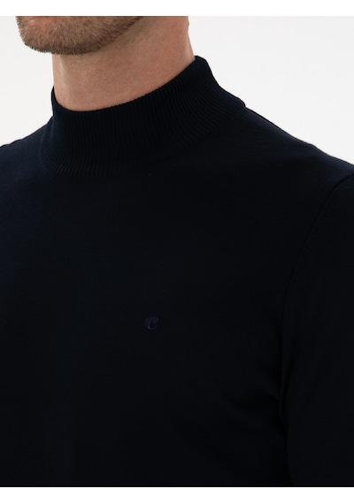 Cacharel Lacivert Slim Fit Yün Karışımlı Yarım Balıkçı Basic Triko Kazak