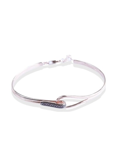 Düğüm Taşlı Rose Gold Kaplama Gümüş Bileklik Gümüş