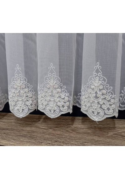 Nakışlı Kort Damask Salon Model Tarz Tasarım Opitima Exculusive 1e3kat Pileli Tül Perde F-opitima