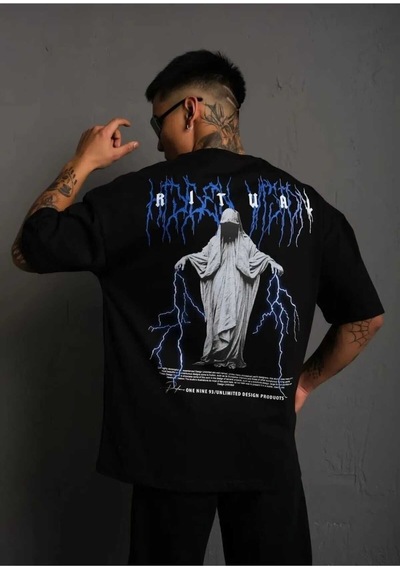 Noıssey Siyah Baskılı Oversize Unisex