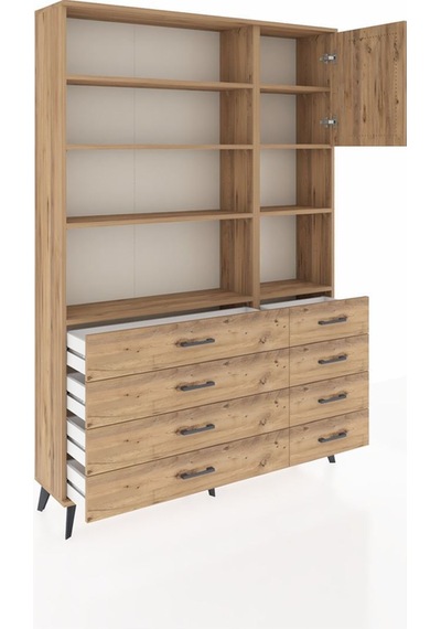 Arges Dolap 8 Raflı 8 Çekmeceli Tek Kapaklı 132x30x195 Çam-çam/çam Atlas Çam/atlas Çam Arges Dolap 8 Raflı 8 Çekmeceli Tek Kapaklı 132x30x195 Çam-çam/çam Atlas Çam/atlas Çam
