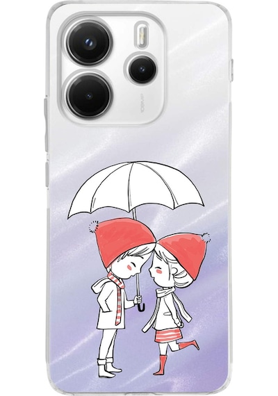 Xiaomi Redmi Note 14 4g İle Uyumlu Aşk Baskılı Tasarım Kamera Korumalı Şeffaf Silikon Kılıf Şeffaf