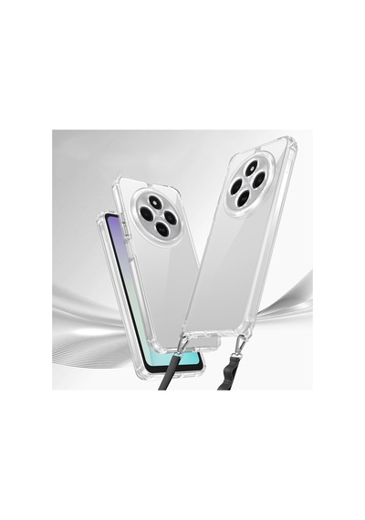 Xiaomi Redmi 14c 4g Uyumlu Kılıf Airbagli Takılabilir Askı Aparatlı Tchs Snap Silikon Kapak-şeffaf Şeffaf