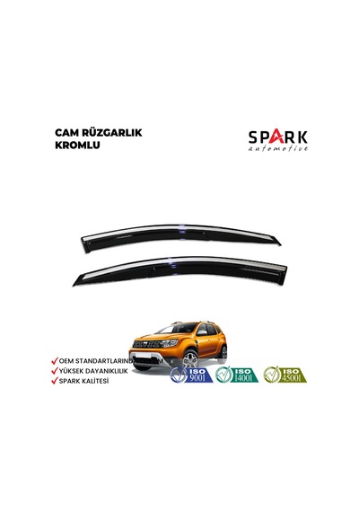 Dacia Duster 2018-2024 Yıl Aralığı Uyumlu Cam Rüzgarlığı 4 Parça Kromlu Siyah