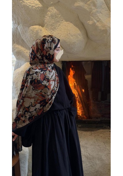 Qalortex Scarf Pamuklu Garden Desen Şal-taba