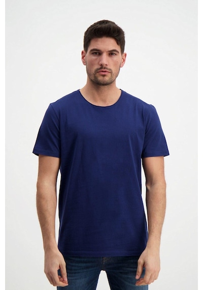 Rich Erkek Yıkamalı Basic T-shirt Tişört %100 Pamuk Tişört Lacivert