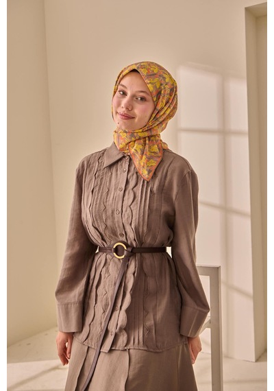 Silk Home Soft Eşarp 73091-37 Vizon, Haki, Turuncu, Sarı