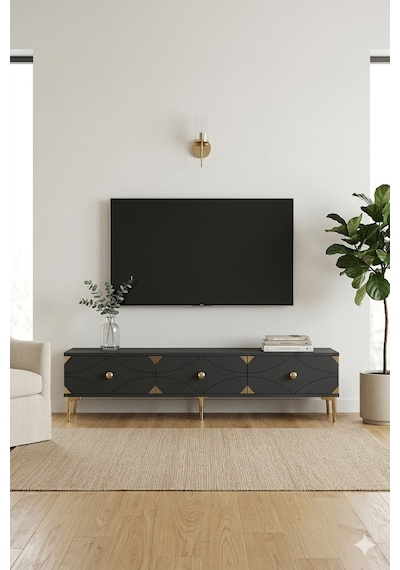 Tsa1897ag Alfa Tv Sehpası Antrasit-gold 180cm