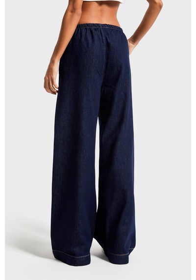 it's basic Kadın İndigo Renk 7w450 Rahat Kumaş Bol Kesim Denim