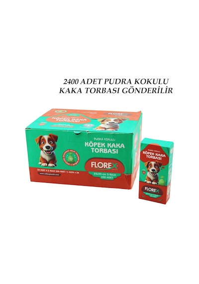 2400 Adet 1 Koli Köpek - Evcil Hayvan Kaka Torbası Pudra Kokulu - 25x35cm Bx40