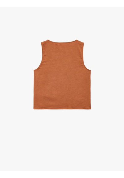 Koton Kolsuz Bisiklet Yaka Drape Detaylı Bluz Kahverengi 5sak60256pw Kahve