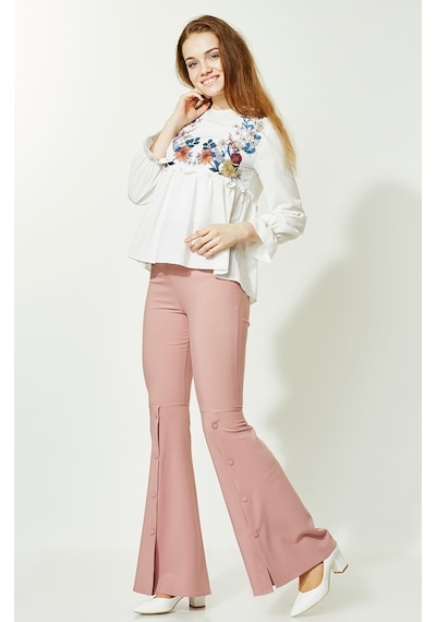 Soralline Kadın Pantalon 1692 Gül Kurusu Ispanyol Paça Gül Kurusu Gülkurusu