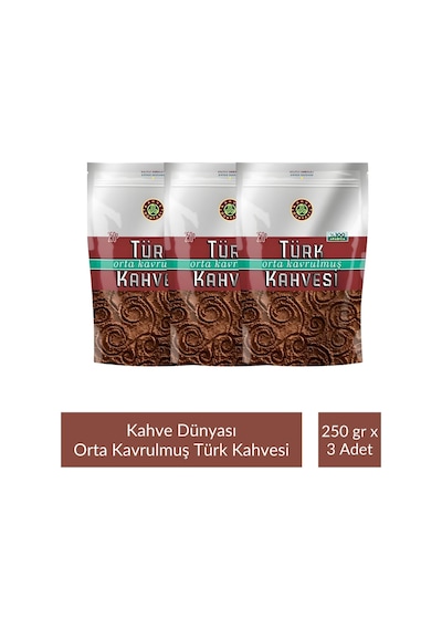 Kahve Dünyası Zıpper Türk Kahvesi Orta Kavrulmuş 250 Gr X 3 Adet Türk Kahvesi