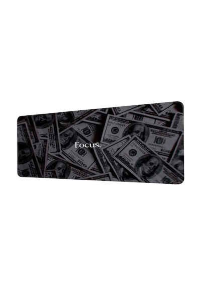Focus Dolar Banknotları Tasarımı 40x90 Cm Oyuncu Mousepad Kaymaz Taban Büyük Boy Siyah