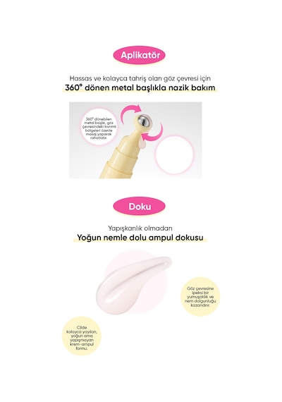 Masaj Başlıklı Küçük Kolajen Moleküllü Göz Çevresi Serumu Collagen Eye Massage Ampoule