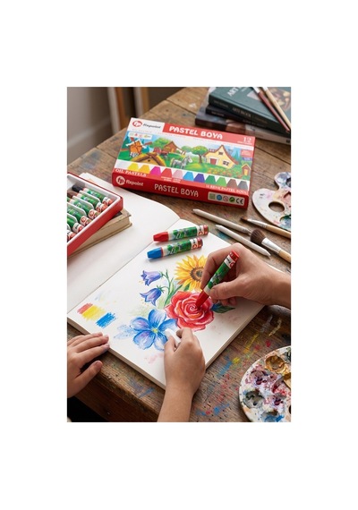 Pastel Boya 12 Renk 1 Paket Fixpoint Pastel Boya 12 Li Karton Kutulu Parlak Canlı Ve Örtücü Renkler Çok Renkli