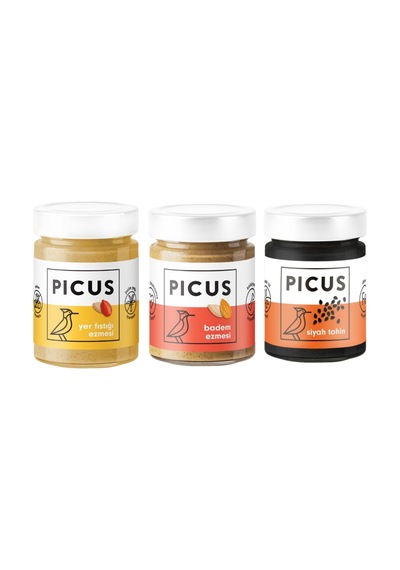 Picus Yer Fıstığı Ezmesi 300 G + Badem Ezmesi 195 G + Siyah Tahin 210 G