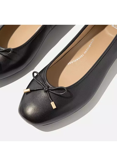001 Black Babet Kadın Hx8-001 Fitflop Delicato Bow Soft Leather Ballet Flats Black Siyah