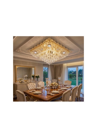 Hanedan 60x60 Kare Avize Altın Altın