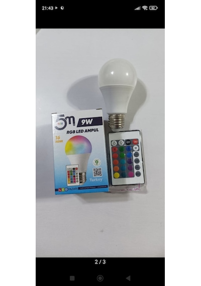 9 Watt Rgb Led Ampul Kumandalı Ve 16 Renk Mevcut