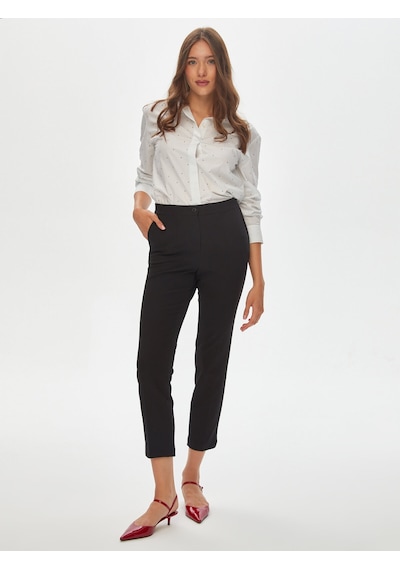 Faik Sönmez Arka Kemeri Lastikli Slim Fit Pantolon 00088 B0008810 Siyah