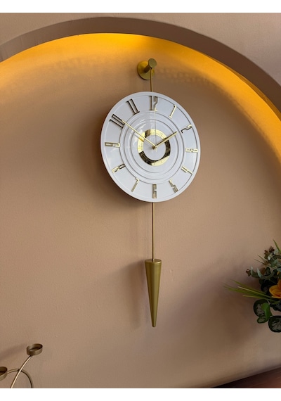 Metaquartz Aksesuar Gold - Galileo - Elegant Series Ledli Duvar Saati Gold